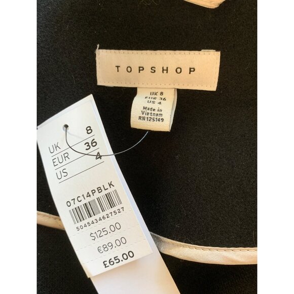 Topshop Womens Black Midweight Overcoat Size US 4 Wool Blend NWT Drop 8708 - Picture 2 of 13
